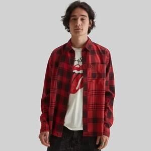Urban Outfitters BDG Plaid Flannel Work Shirt Men's M Red Black Buffalo Cotton